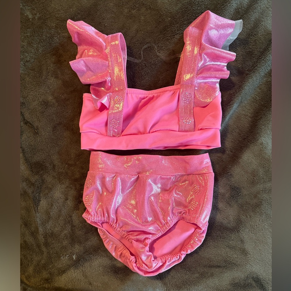 Pink Ruffle Two-Piece Swimsuit Set
